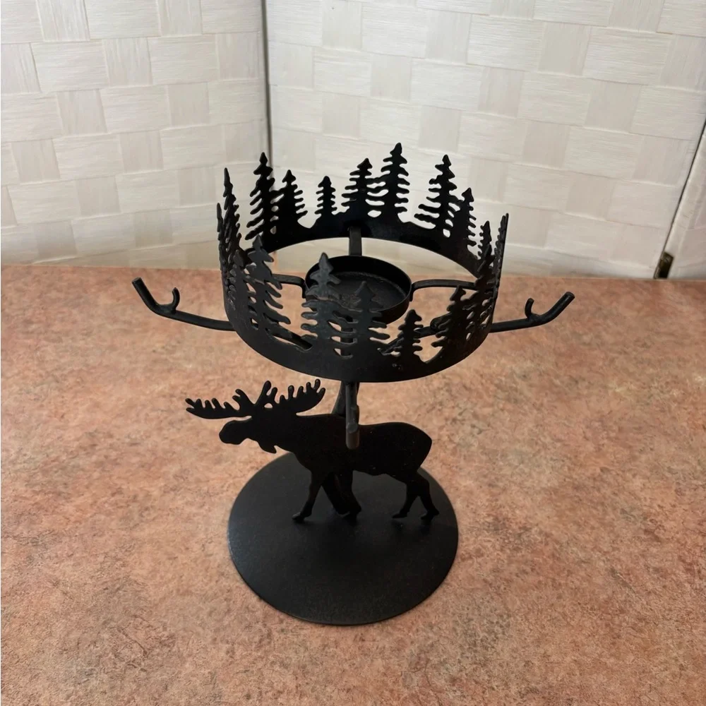 PartyLite Black Moose & Forest Metal Candle Holder - Picture 3 of 9